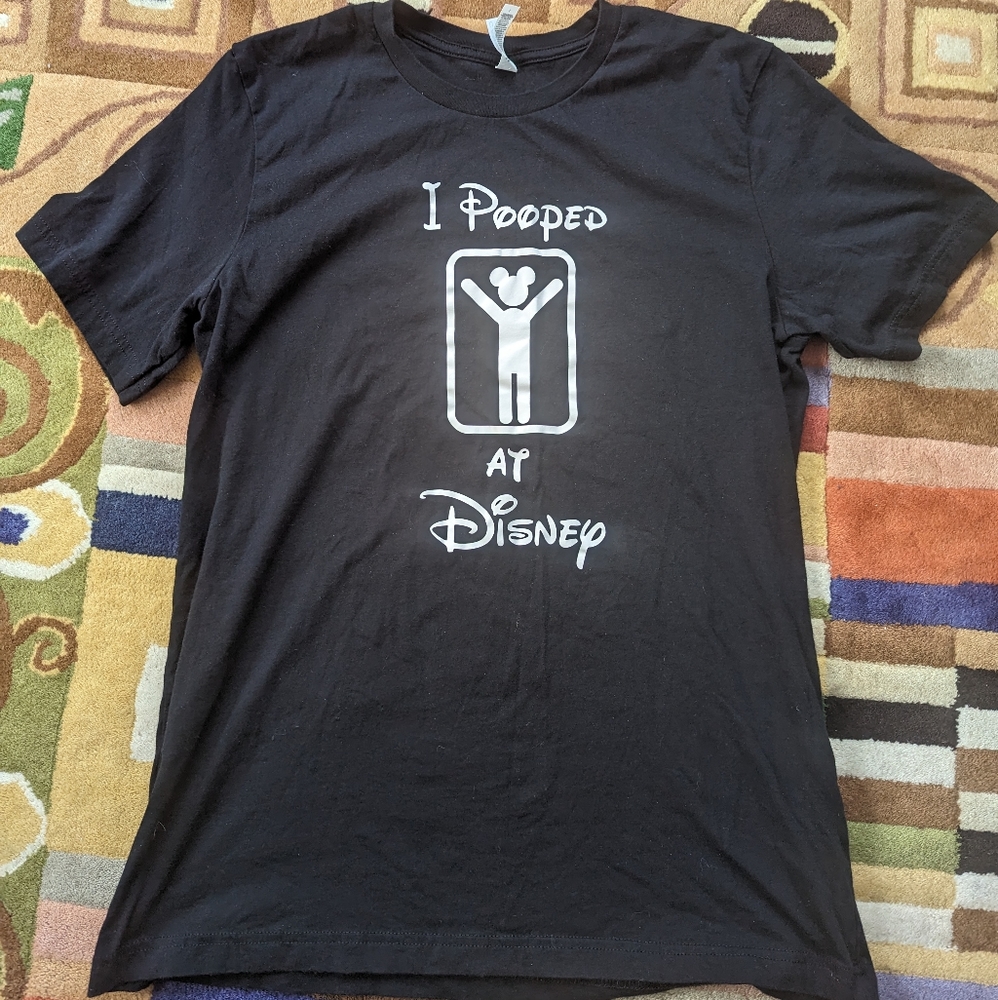 I Pooped at Disney Black Funny Shirt Tshirt Tee LARGE
